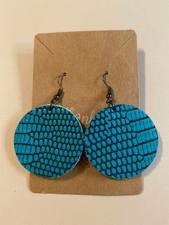 Alligator Print earrings-Turquoise round