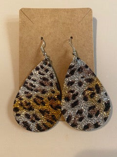 Leopard Teardrop earrings-Champagne