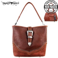Trinity Ranch Buckle Design Handbag - Brown
