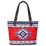 Aztec Canvas Tote Bag - Red