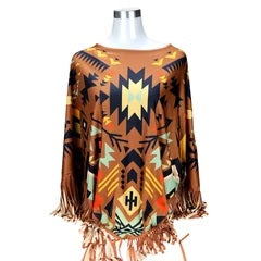 Aztec Collection Poncho - Coffee