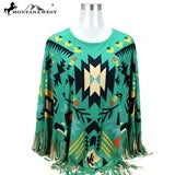 Aztec Collection Poncho - Turquoise