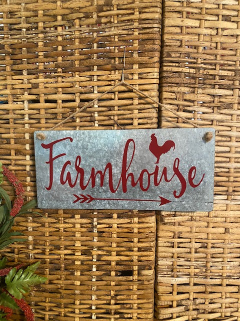 Farmhouse metal sign-red lettering