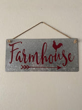 Load image into Gallery viewer, Farmhouse metal sign-red lettering
