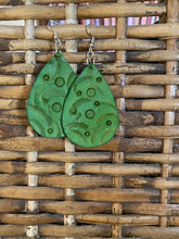 Load image into Gallery viewer, Leather Earrings-Green hand tooled
