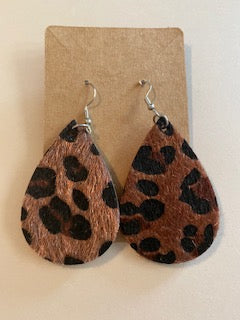 Leopard Teardrop earrings-Copper