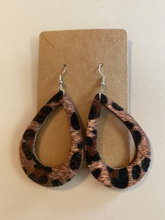 Leopard Teardrop cutout earrings-Copper
