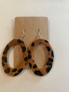 Leopard Oval cutout earrings-Copper