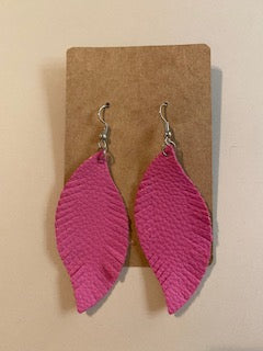 Leaf earrings-Hot Pink