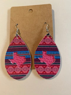 Texas Serape earrings-Hot Pink